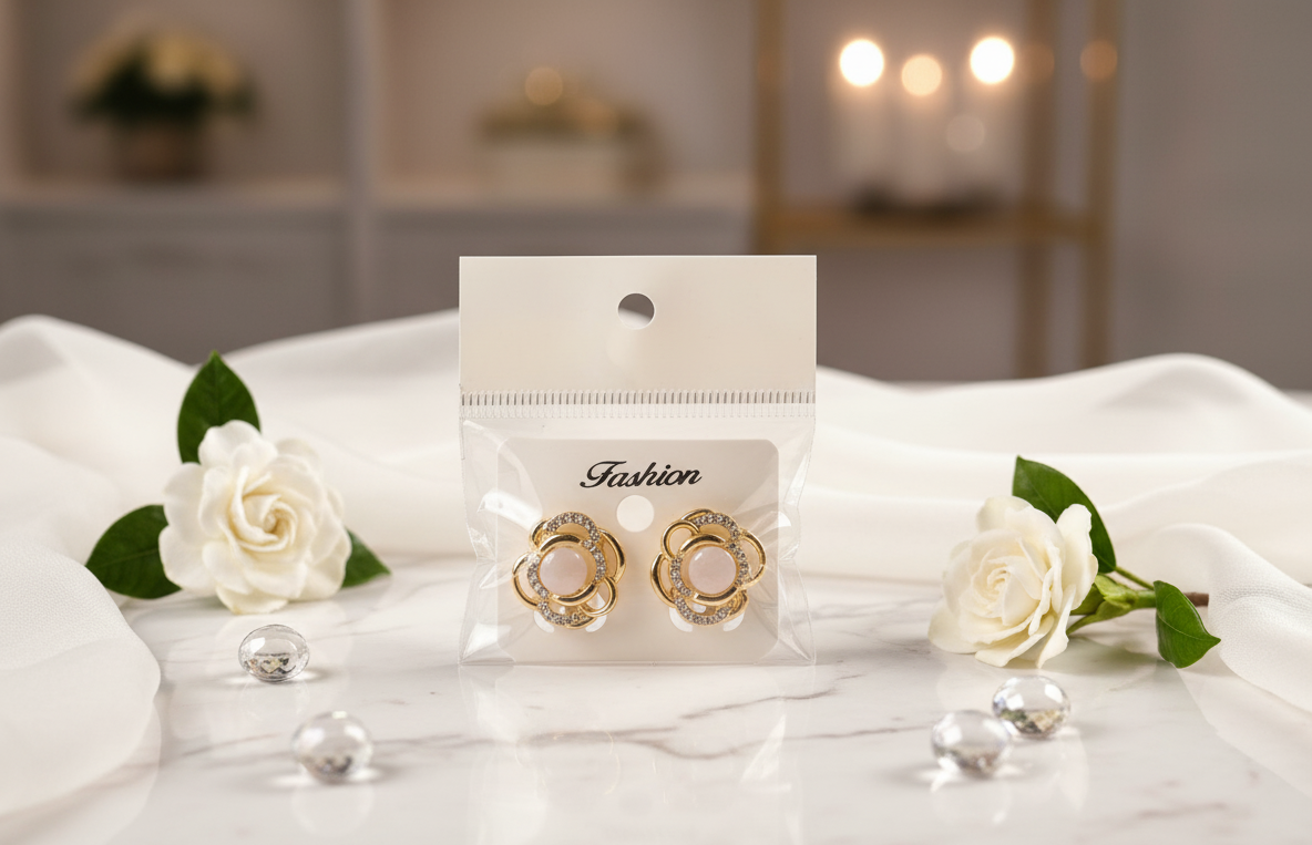 Skydora Golden Flower Pearl Earrings