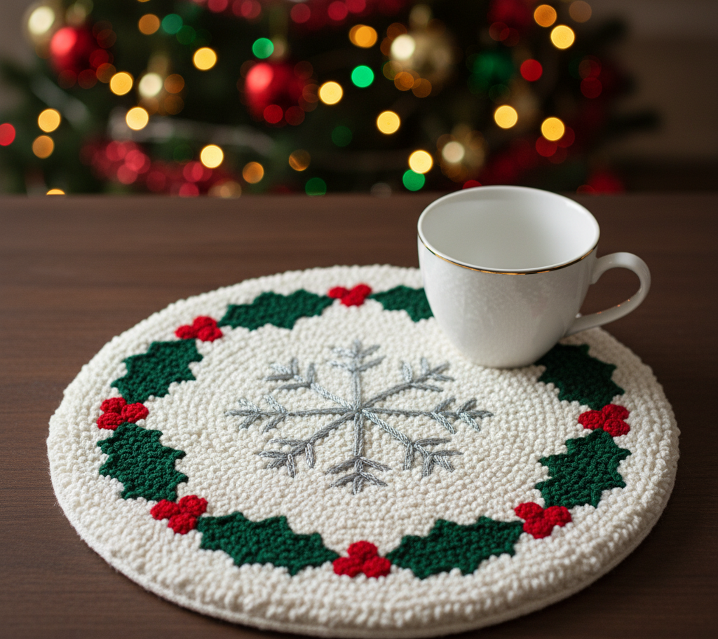Christmas themed coffee Rugs- Handmade by Rakhi