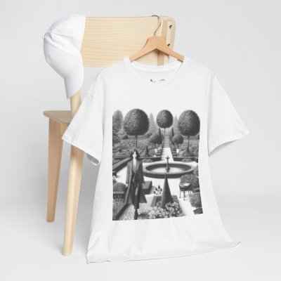 Skydoracharm, Girl in a garden (black & white)- A Skydora Merchandise Printed T-shirt
