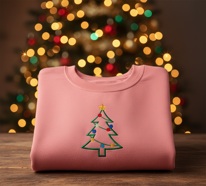 Christmas Themed Sweatshirt Christmas Tree- Hand Embroidered by Rakhi