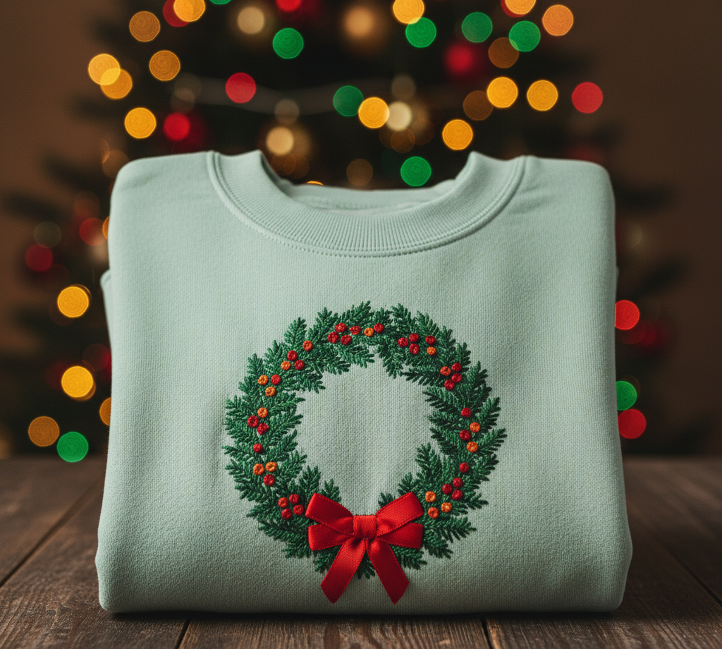 Christmas Themed Swaetshirt- Hand Embroidered by Rakhi