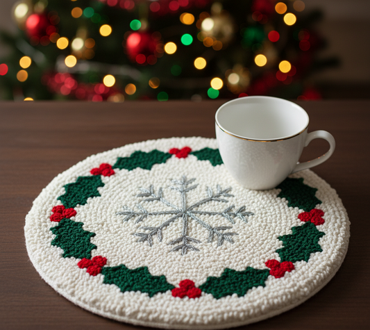 Christmas themed coffee Rugs- Handmade by Rakhi