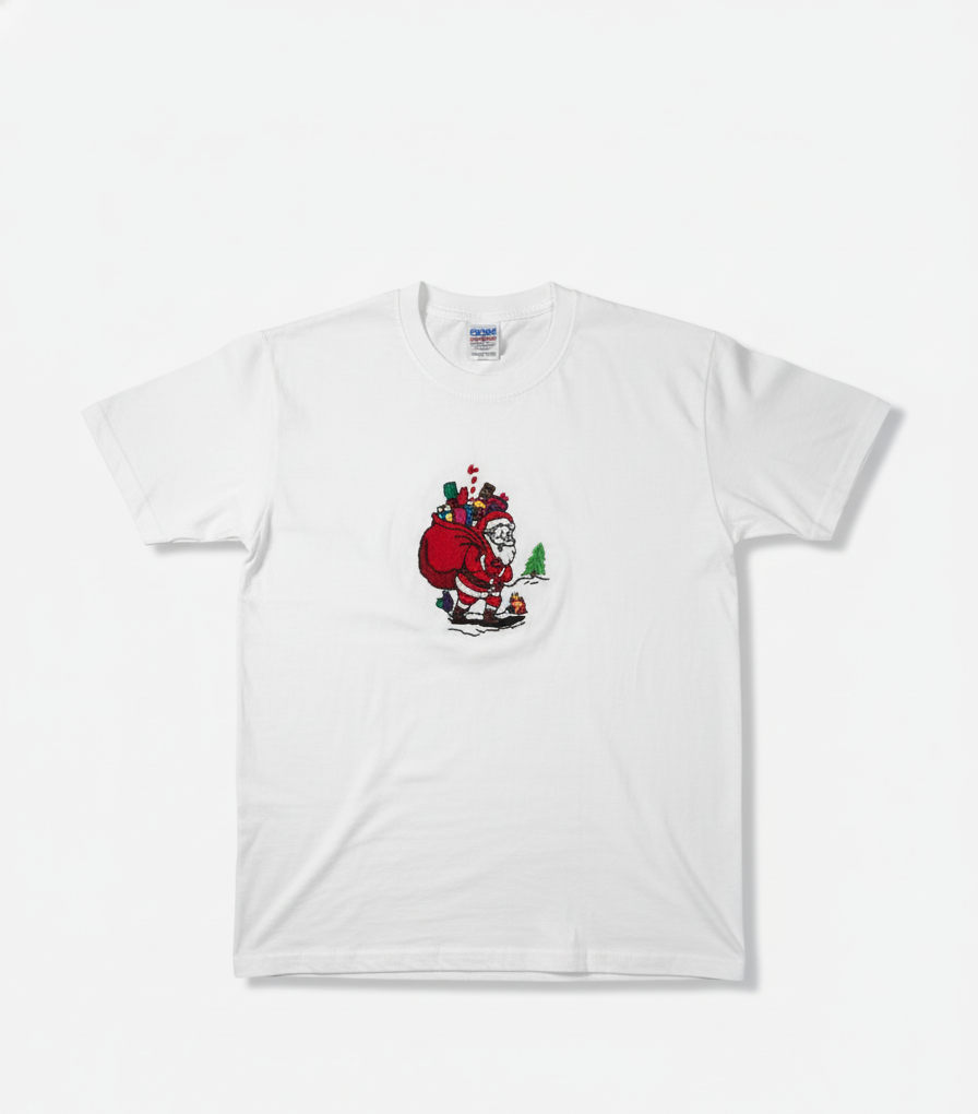 Christmas T-shirt Santa with a gift bag -Handmade by Rakhi