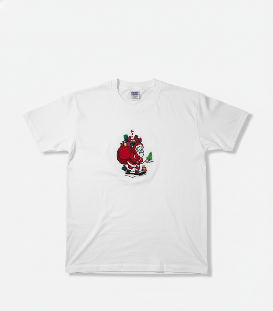 Christmas T-shirt Santa with a gift bag -Handmade by Rakhi