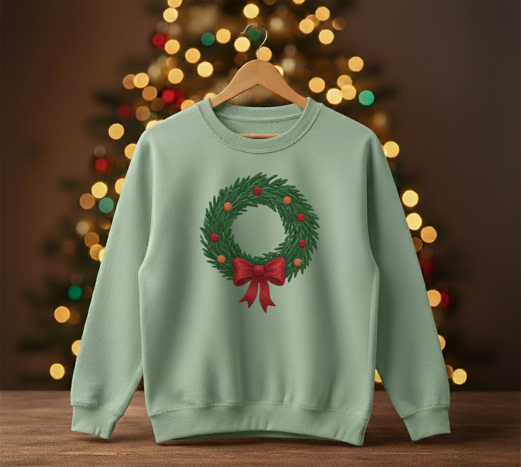 Christmas Themed Swaetshirt- Hand Embroidered by Rakhi