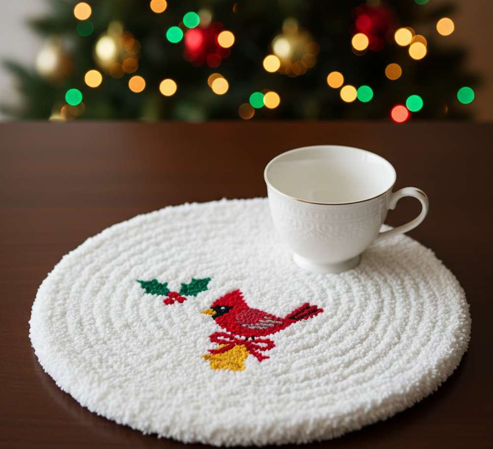 Christmas Themed Coffee Rugs- Handmade by Rakhi