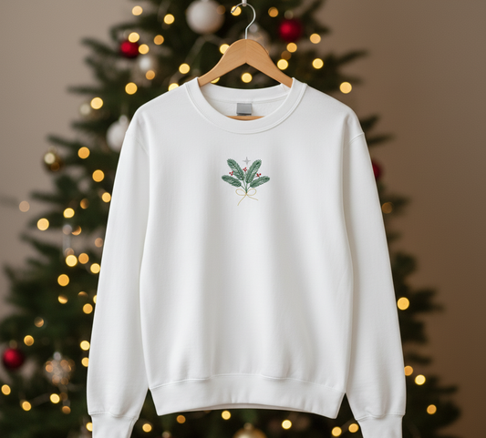 Christmas Themed Sweatshirt- Hand Embroidered by Rakhi
