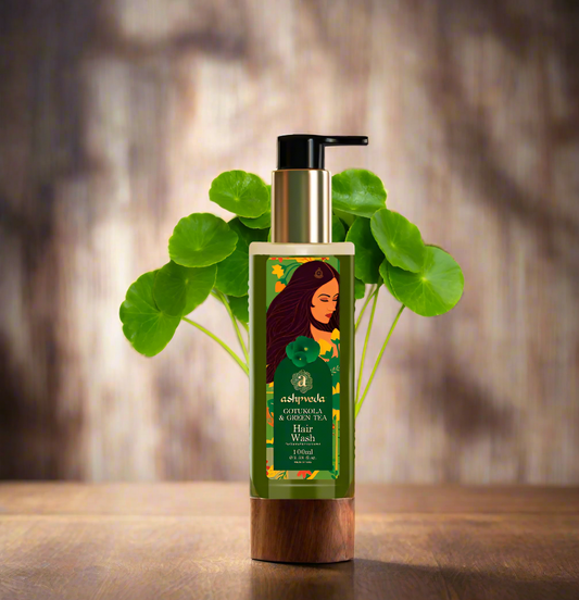 Ashpveda Green Tea Hair Wash with Gotukola for Nourished and Revitalized Hair