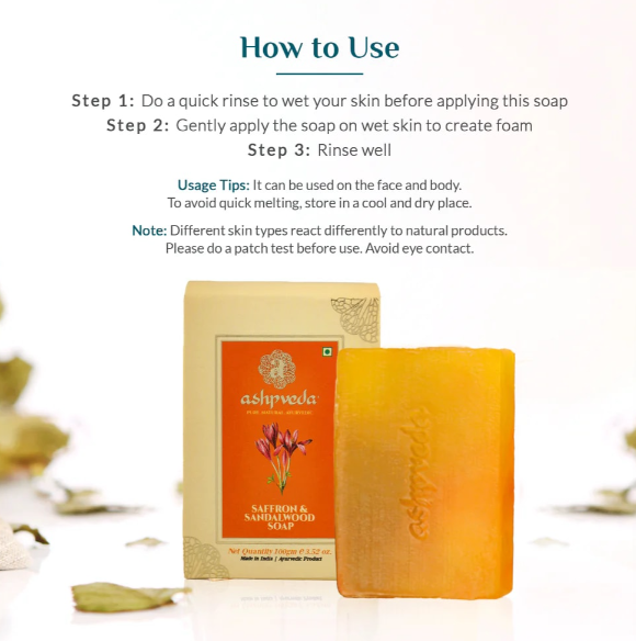 ashpveda Sandalwood & Saffron Bathing Soap - Skydora Life
