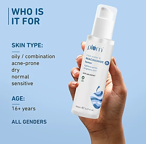Plum 3% Niacinamide Face Toner with Rice Water - Skydora Life